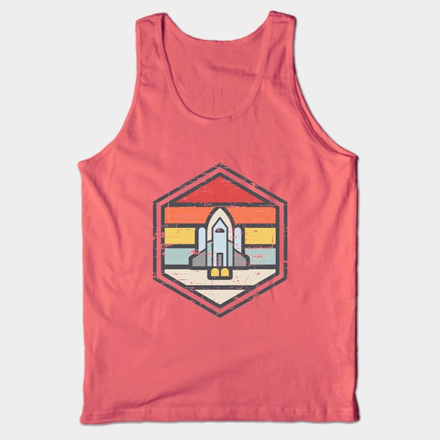 Retro Badge Space Shuttle Light Tank Top by rojakdesigns